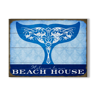 Whale Tail Welcome - Wood & Metal Wall Art Wood & Metal Wall Art Meissenburg Designs Wood 12" x 9"
