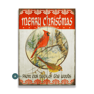 Merry Christmas Cardinals - Wood & Metal Wall Art Wood & Metal Wall Art Meissenburg Designs Wood 9" x 12"