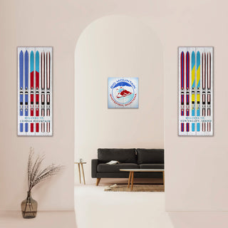 Ski Lineup: Classic Stripes - Wood & Metal Wall Art
