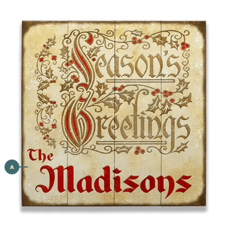 Seasons Greetings: Personalized - Wood & Metal Wall Art Wood & Metal Wall Art Meissenburg Designs Wood 10.5" x 10.5"