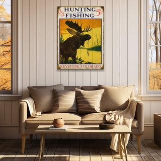 Hunting and Fishing Moose: Personalized - Wood & Metal Wall Art Wood & Metal Wall Art Meissenburg Designs