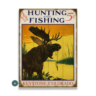 Hunting and Fishing Moose: Personalized - Wood & Metal Wall Art Wood & Metal Wall Art Meissenburg Designs Wood 9" x 12"