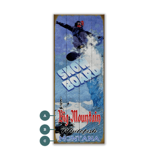 Soaring Over the Summit Snowboard - Wood & Metal Wall Art Wood & Metal Wall Art Meissenburg Designs Wood 7" x 16"