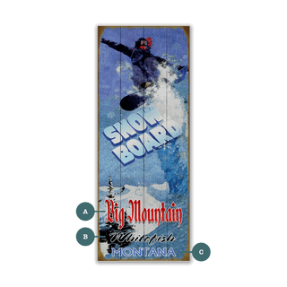 Soaring Over the Summit Snowboard - Wood & Metal Wall Art Wood & Metal Wall Art Meissenburg Designs Wood 7" x 16"