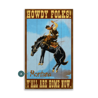 Howdy Folks Bronc Rider - Wood & Metal Wall Art Wood & Metal Wall Art Curtis Publishing Wood 8" x 14"