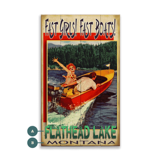 Fast Girls, Fast Boats: Lake - Wood & Metal Wall Art Wood & Metal Wall Art Meissenburg Designs Wood 8" x 14"
