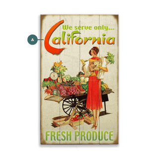 Fresh California Produce - Wood & Metal Wall Art Wood & Metal Wall Art Meissenburg Designs Wood 8" x 14"