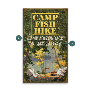 Camp Fish Hike - Wood & Metal Wall Art Wood & Metal Wall Art Meissenburg Designs Wood 8" x 14"