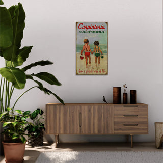 Children Holding Hands at the Beach - Wood & Metal Wall Art Wood & Metal Wall Art Meissenburg Designs