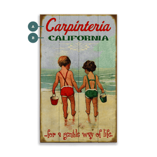 Children Holding Hands at the Beach - Wood & Metal Wall Art Wood & Metal Wall Art Meissenburg Designs Wood 8" x 14"