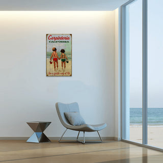 Hand in Hand: Children's Beach Time - Wood & Metal Wall Art Wood & Metal Wall Art Meissenburg Designs