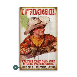 Pretty Cowgirl - Wood & Metal Wall Art Wood & Metal Wall Art Meissenburg Designs Wood 8" x 14"