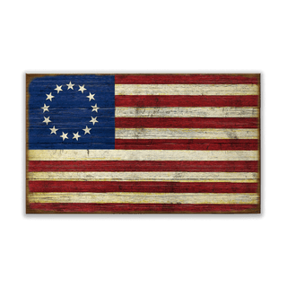 USA Flag: Betsy Ross Edition - Wood & Metal Wall Art Wood & Metal Wall Art Meissenburg Designs Wood 14" x 8"