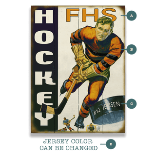 Slap Shot Hockey Player - Wood & Metal Wall Art Wood & Metal Wall Art Meissenburg Designs Wood 9" x 12"