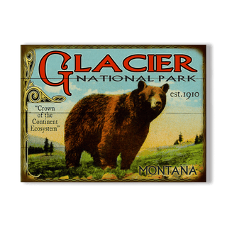 Glacier: Bear & Meadow Scene - Wood & Metal Wall Art Wood & Metal Wall Art Meissenburg Designs Wood 9" x 12"