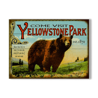 Yellowstone: Bear & Meadow Scene - Wood & Metal Wall Art Wood & Metal Wall Art Meissenburg Designs Wood 9" x 12"