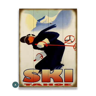 Downhill Rush Graphic Skier - Wood & Metal Wall Art Wood & Metal Wall Art Meissenburg Designs Wood 9" x 12"