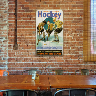 Female League Hockey - Wood & Metal Wall Art Wood & Metal Wall Art Curtis Publishing