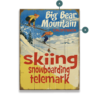 Ski Snowboard Telemark - Wood & Metal Wall Art