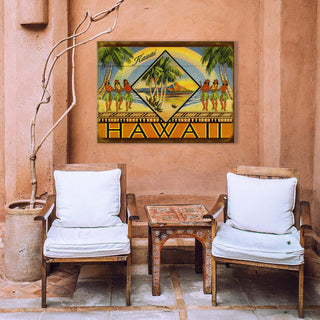 Hawaii Hula State Postcard - Wood & Metal Wall Art Wood & Metal Wall Art Meissenburg Designs