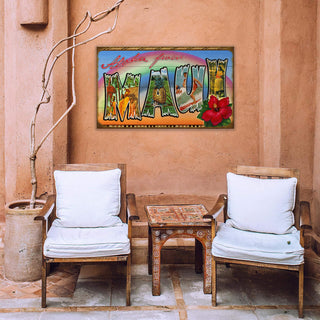 Hawaii State Postcard: Maui - Wood & Metal Wall Art Wood & Metal Wall Art Meissenburg Designs