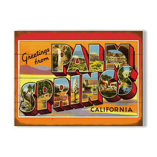 Greetings from Palm Springs - Wood & Metal Wall Art Wood & Metal Wall Art Meissenburg Designs Wood 9" x 12"