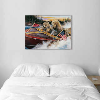 Bear Craft Family Boat Ride - Wood & Metal Wall Art