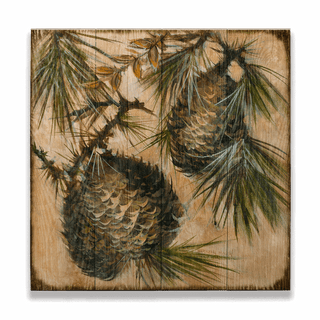 Whispering Pines: Cone 4 - Wood & Metal Wall Art Wood & Metal Wall Art Marilynn Dwyer Mason Wood 18" x 18"