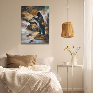 Fly Fishing Bear - Wood & Metal Wall Art