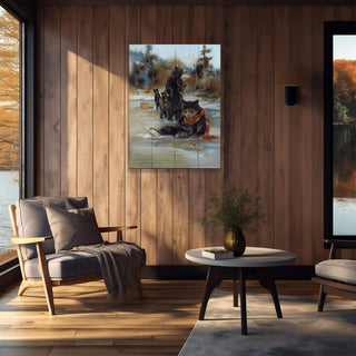 Woodland Bear Skating Party - Wood & Metal Wall Art