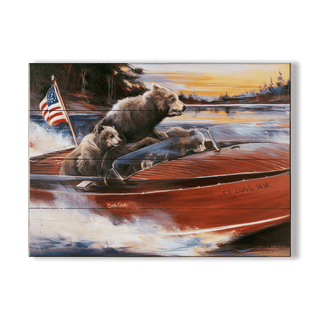 Bears Out for a Spin Around the Lake - Wood & Metal Wall Art