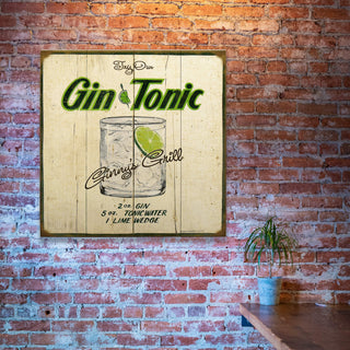 Vintage Cocktail Recipe: Gin and Tonic - Wood & Metal Wall Art