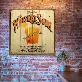 Vintage Cocktail Recipe: Whiskey Sour - Wood & Metal Wall Art Wood & Metal Wall Art Marty Mummert Studio