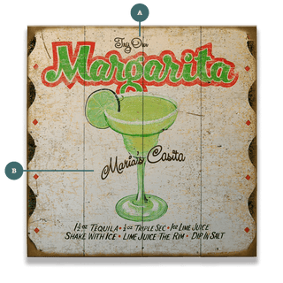 Vintage Cocktail Recipe: Margarita - Wood & Metal Wall Art