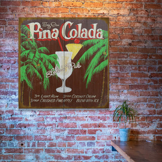 Vintage Cocktail Recipe: Pina Colada - Wood & Metal Wall Art