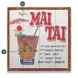 Vintage Cocktail Recipe: Mai Tai - Wood & Metal Wall Art Wood & Metal Wall Art Marty Mummert Studio Wood 10.5" x 10.5"