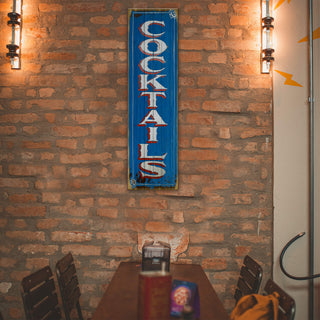 Vintage Cocktails Sign: Blue - Wood & Metal Wall Art Wood & Metal Wall Art Marty Mummert Studio