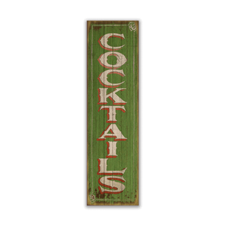 Vintage Cocktails Sign: Green - Wood & Metal Wall Art Wood & Metal Wall Art Marty Mummert Studio Wood 10.5" x 36"