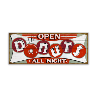 Donuts All Night - Wood & Metal Wall Art Wood & Metal Wall Art Marty Mummert Studio Wood 16" x 7"