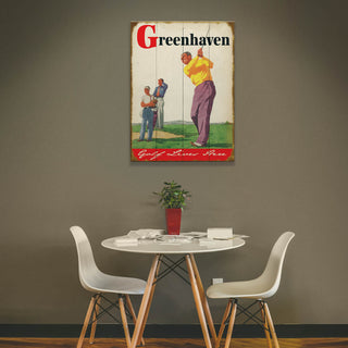 Golfer and Caddy - Wood & Metal Wall Art