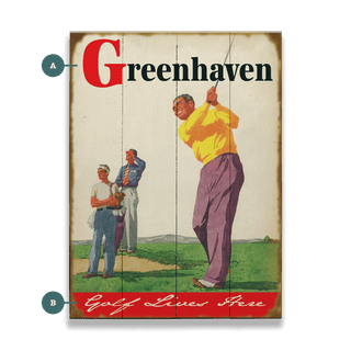 Golfer and Caddy - Wood & Metal Wall Art