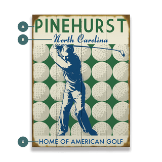 Golfer Swinging - Wood & Metal Wall Art Wood & Metal Wall Art Old Sport Gallery Wood 9" x 12"