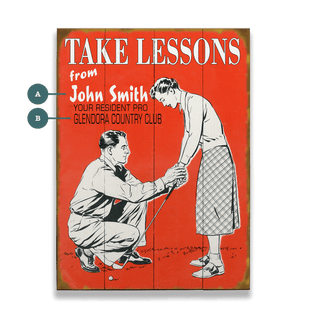 Golf Lessons - Wood & Metal Wall Art Wood & Metal Wall Art Old Sport Gallery Wood 9" x 12"