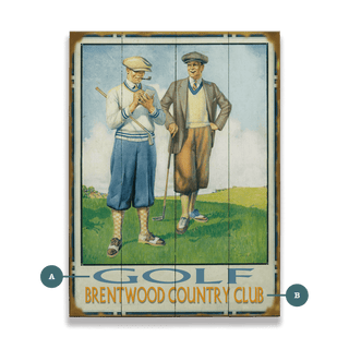Vintage Golfers - Wood & Metal Wall Art Wood & Metal Wall Art Old Sport Gallery Wood 9" x 12"