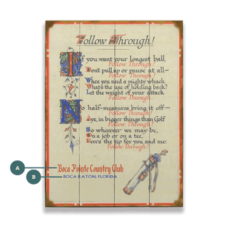Follow Through Golf Poem - Wood & Metal Wall Art Wood & Metal Wall Art Old Sport Gallery Wood 17" x 23"