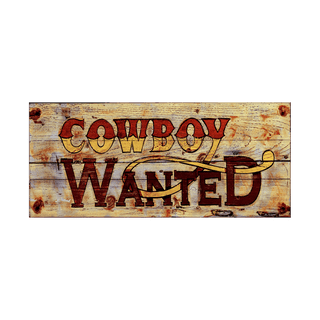 Cowboy Wanted - Wood & Metal Wall Art Wood & Metal Wall Art Out West Design Wood 16" x 7"