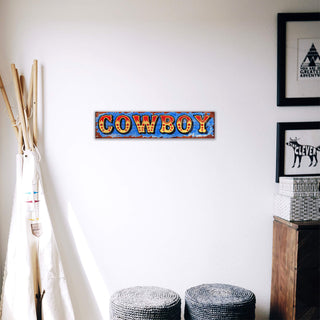 Colorful Cowboy Sign - Wall Decor Wood & Metal Wall Art Out West Design