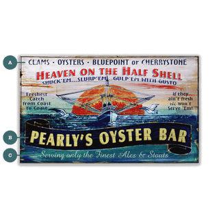 Pearly's Oyster Bar - Wood & Metal Wall Art Wood & Metal Wall Art Out West Design Wood 14" x 8"
