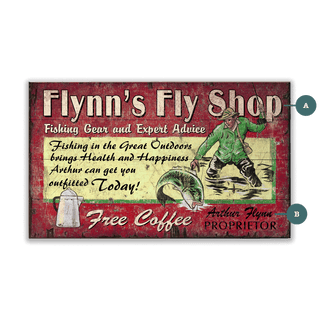 Flynn's Fly Shop - Wood & Metal Wall Art Wood & Metal Wall Art Out West Design Wood 14" x 8"