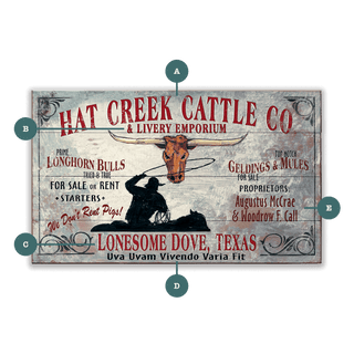 Hat Creek Cattle Co - Wood & Metal Wall Art Wood & Metal Wall Art Out West Design Wood 14" x 8"